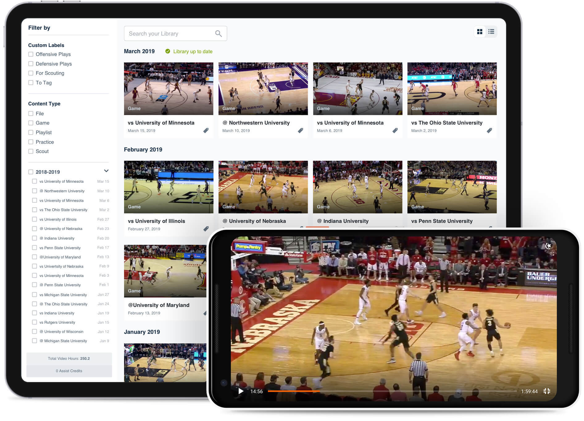 professional basketball hudl use on tablet and mobile